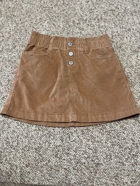 Girl’s Brown Corduroy Button-Front Skirt